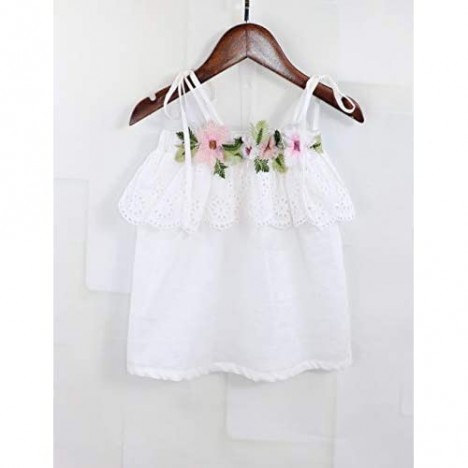 Toddler Kids Girl Clothes Outfits Floral Ruffled Sling Vest Top Jeans Shorts Summer Clothes Set for Little Girl