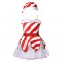 Aiihoo Kids Girls Christmas Outfit Spaghetti Straps Strips Ruffle Hem Mesh with Hat Set Tutu Skirt for Theme Party