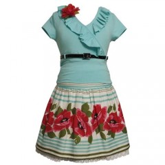 Bonnie Jean Big Girls' Dress Border Print Skirt Set
