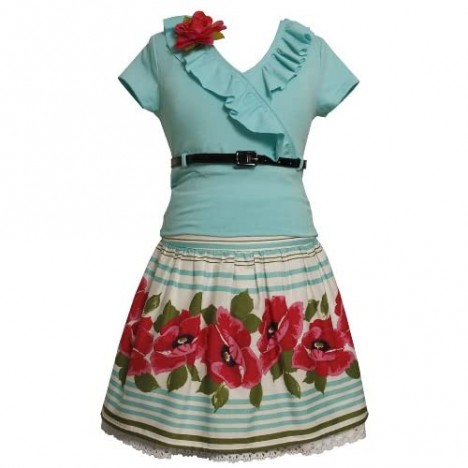 Bonnie Jean Big Girls' Dress Border Print Skirt Set