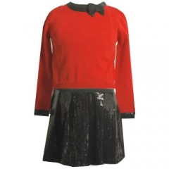 Bonnie Jean Big Girls' Dress Sweater With Sequin Trim To All Over Sequin Skirt
