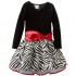 Bonnie Jean Big Girls' Stretch Velvet Bodice To Drop Waist Zebra Print Skirt
