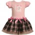 Bonnie Jean Little Girls' Short Sleeve Pink Knit Top To Drop Waist Plaid Skirt
