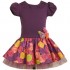 Bonnie Jean Little Girls' Short Sleeve Purple Knit Top To Drop Waist Print Skirt