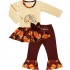 Boutique Clothing Girls Thanksgiving Day Turkey Top Pants Outfit Sets - 2-pcs or 3-pcs Clothing Set (w or w/o Headband)
