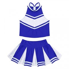 Doomiva Kids Big Girls Cheerleading Team Uniforms School Tank Tops with Pleated Skirt Set Gym Outfits