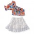 Girls Skirt 2 Piece Suit Summer New Multicolored White Little Girl Half Sleeve Mini Skirt