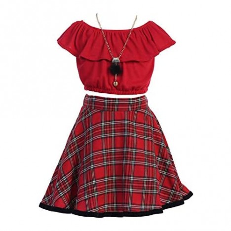 iGirlDress Little Girls Red Black Velvet Plaid Holiday Fall Christmas Girls Dress 3Mos-12
