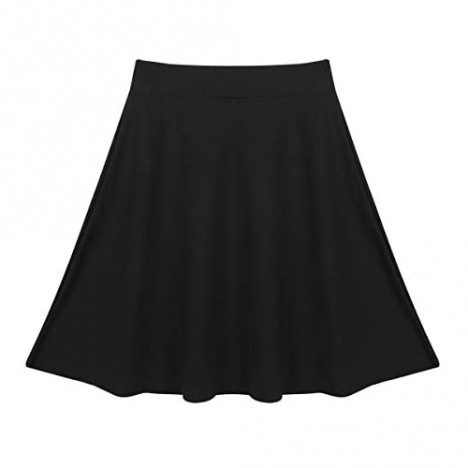inlzdz Big Girls A-Line Skater Skirt Full Circle Dancewear Knee Length Summer Skirts Home Casual Daily Wear
