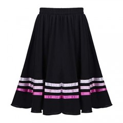 Jowowha Kids Girls Chiffon Elastic Waist A-Line Pleated Skirt Ballet Lyrical Dance Maxi Skirt School Casual Daily Wear