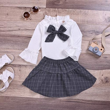 Kids Baby Girl Birthday Costume Outfits Black Tops T-Shirt + Tutu Polka Dots Princess Skirts Dress Fall Clothes Set