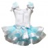 Petitebella Rhinestones Snowflake 1 to 6 White Shirt Blue Silver Petal Skirt Outfit
