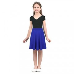 ranrann Kids Big Girls Daily Casual Circle Skirt Solid Color Liturgical Dress School Uniform