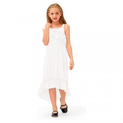 BesserBay Girl's Casual Floral Maxi Dress Ruffle One Shoulder Swing Dresses 3-12 Years