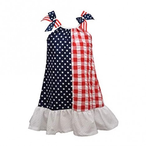 Bonnie Jean Girl's 4th of July Dress - Patriotic Stars and Stripes Flag Dress