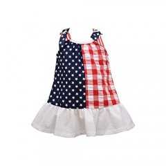Bonnie Jean Girl's 4th of July Dress - Patriotic Stars and Stripes Flag Dress