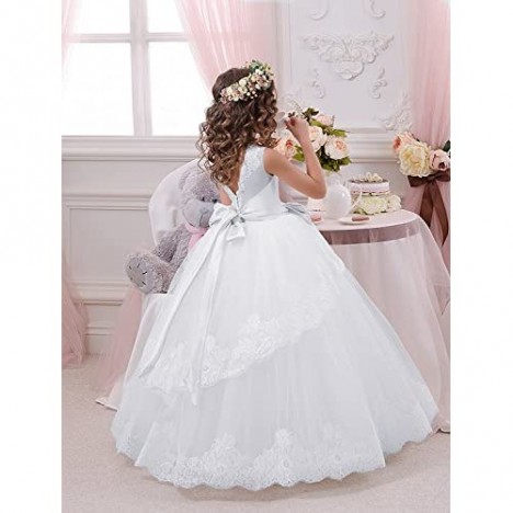 Fancy Lace Floral Appliques Sleeveless Flower Girl Dresses