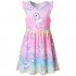 Girls Unicorn Dresses Summer Flutter Sleeve Rainbow Party Clothes for Kids