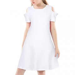 Kids4ever Girls Dress Summer Short Sleeve Sundress Casual Forcks with Pockets for 4-13 Years