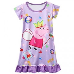 Moebao Pig Pattern Dress with Girls' Skirt Nightgown 3y - 8y Purple 3T