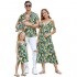 Mommy and Me Dresses Family Matching Outfits Shirts Lemon Green Plants Loose Swing Short Shirt Blouse Slip Dress