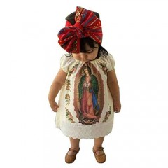 rrhss Baby Girl's Virgen Maria Dress Round Neck Short Sleeve Casual Dress with Headband
