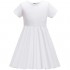 TriKalor Girls Dresses Short Sleeve Solid Color Skater Casual Twirly Dress with Pockets
