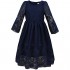 Bonny Billy Girl's Classy Embroidery Lace Maxi Flower Girl Dress