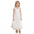 Bow Dream Off White Ivory White Vintage Rustic Baptism Lace Flower Girl's Dress