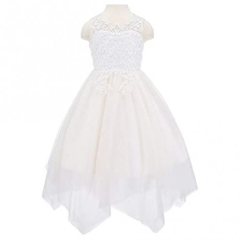 Bow Dream Tulle Tutu Lace Party Flower Girl Dress Wedding Junior Bridesmaid Dress