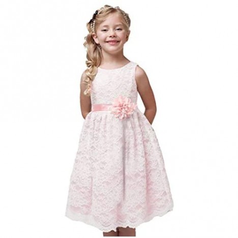Bow Dream Vintage Lace Flower Girl Dress Princess Party Easter