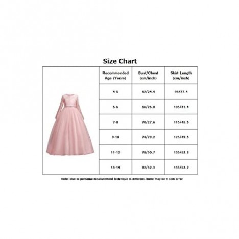 DOCHEER Fancy Girls Dress Tulle Lace Wedding Bridesmaid Ball Gown Floor Length Dresses
