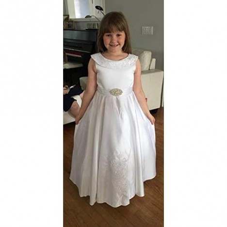 Elegant O-Neck Sleeveless A-Line Stain Party Wedding Dresses for Girls 2-12 Year Old
