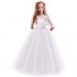 Flower Girls Vintage Lace 3/4 Sleeve Bridesmaid Velvet Dress Princess Wedding Party Pageant Evening Formal Prom Ball Gown