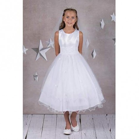Little Girls' First Communion Lace Trim Tulle Wedding Flowers Girls Dresses