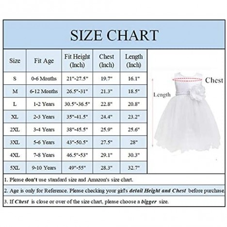 Merry Day Little Girls Tulle Flower Dress Ball Gown for Wedding Birthday Party，0-10 Years