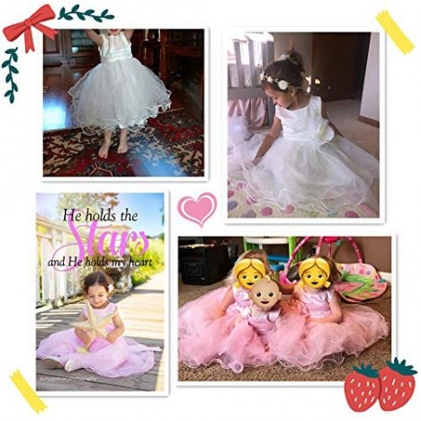 Merry Day Little Girls Tulle Flower Dress Ball Gown for Wedding Birthday Party，0-10 Years