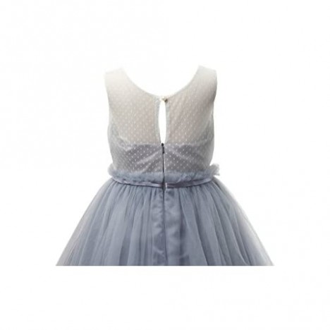 Miama Ivory Lace Dusty Blue Tulle Wedding Flower Girl Dress Junior Bridesmaid Dress