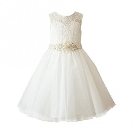 Miama Ivory Lace Tulle Wedding Flower Girl Dress Toddler Girl Dress