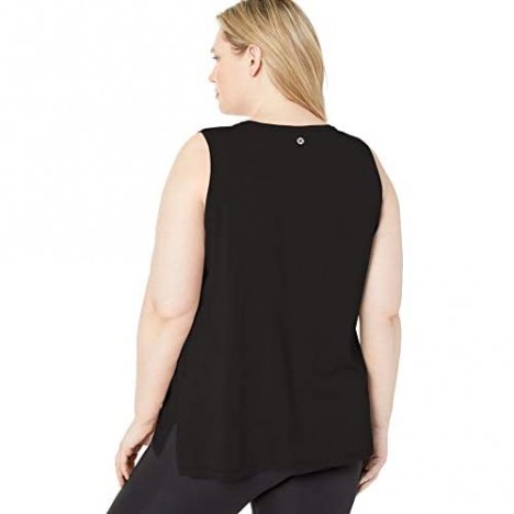Brand - Core 10 Women's (XS-3X) Soft Pima Cotton Stretch Full Coverage Yoga Sleeveless Tank