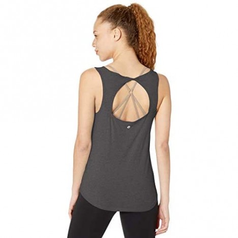 Brand - Core 10 Women's (XS-3X) Soft Pima Cotton Stretch Open Back Yoga Sleeveless Tank