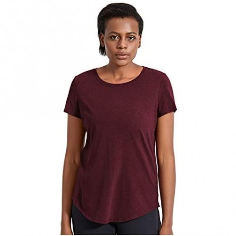 CRZ YOGA Women's Pima Cotton Short Sleeve Workout Shirt Yoga T-Shirt Athletic Tee Top