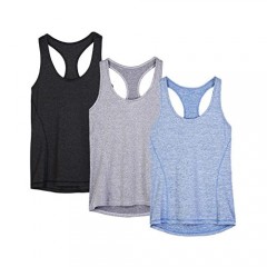 icyzone Workout Tank Tops for Women - Racerback Athletic Yoga Tops Running Exercise Gym Shirts(Pack of 3)