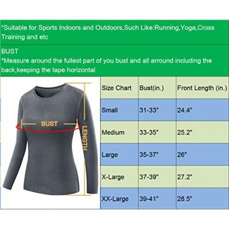 Neleus Women's 3 Pack Compression Shirts Long Sleeve Yoga Athletic Running T Shirt