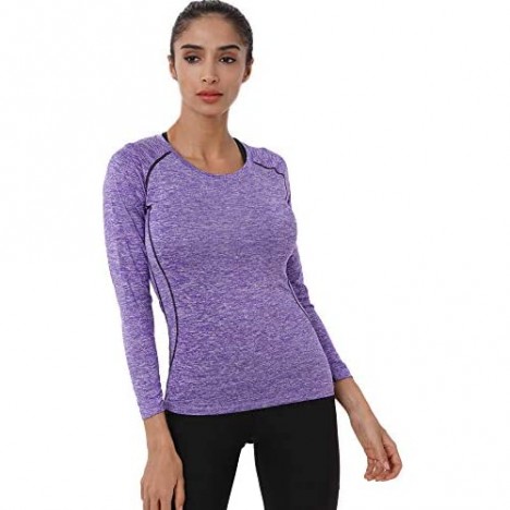Neleus Women's 3 Pack Compression Shirts Long Sleeve Yoga Athletic Running T Shirt