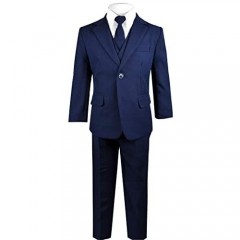 Black n Bianco Big Boys Solid Suit and Tie (12 A Navy)