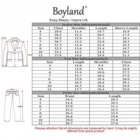 Boyland Boys 3 Pieces Tuxedo Suit Set Plaid Slim Fit Blue Peak Lapel Jacket Tux Vest Blue Pants Party Wedding