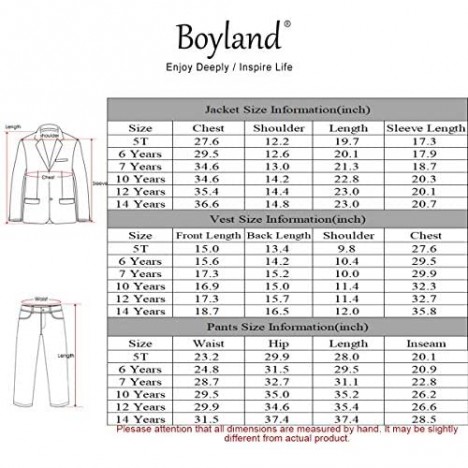 Boyland Boys 3 Pieces Tuxedo Suits Jacquard Shawl Lapel Slim Fit Tux Jacket Vest Pants 4 Colors Prom Party Wedding