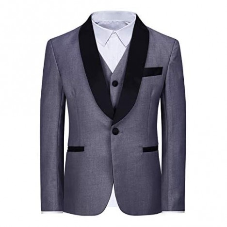Boyland Boys Suits Slim Fit Shawl Lapel 3 Pieces Tuxedo Suit Jacket Vest Pants White Wedding Party Prom