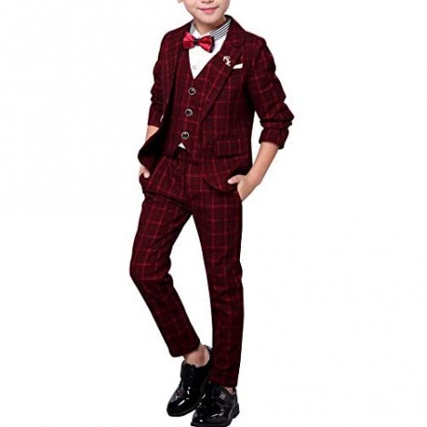 Boys Formal 3pcs Slim Fit Classic Tuxedo Suits for Wedding Party Vest+Pants+Blazer